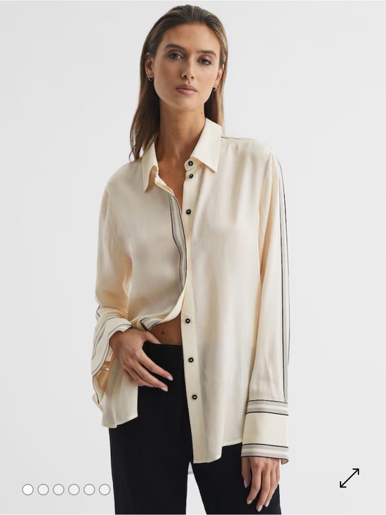 Reiss Tops - Reiss Bailey Side Striped Blouse Button Down Long Sleeve Cream Size 2